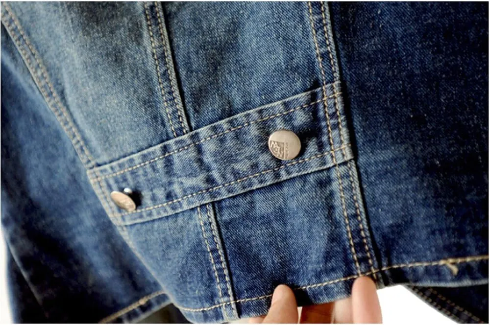 Kedera Women's Lapel Washed Blue Denim Vest Button Up Waistcoat Jean Jacket