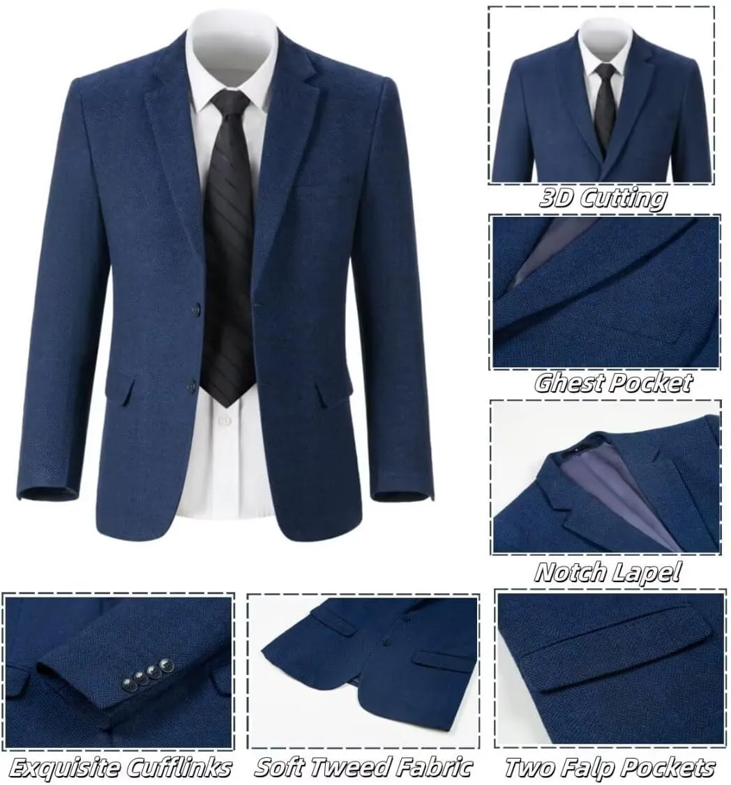 Kids Blazers for Boys Suit Blazer Tweed Herringbone Retro Tuxedo Boys' Fashion Homecoming