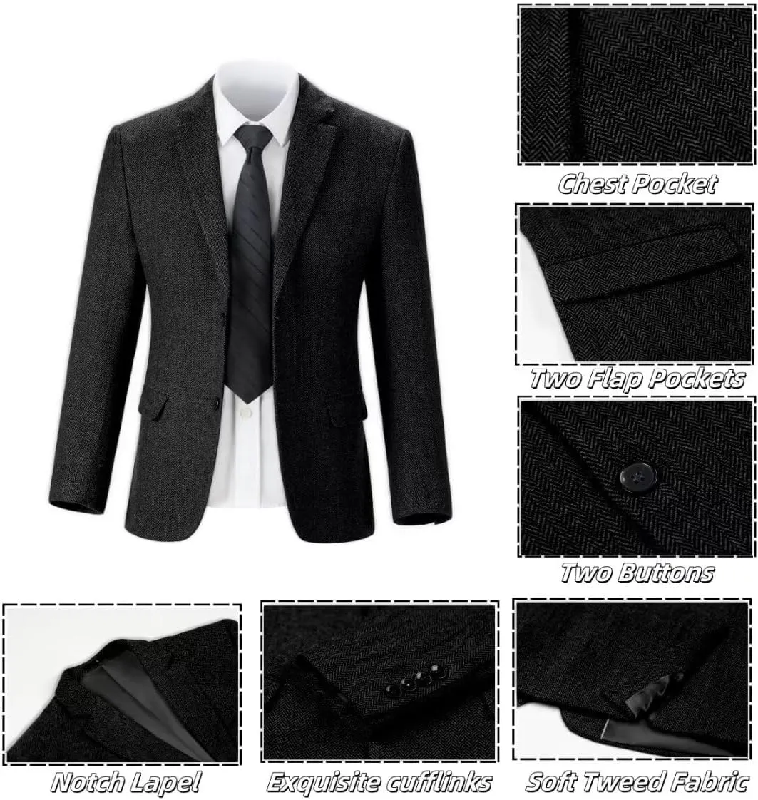 Kids Blazers for Boys Suit Blazer Tweed Herringbone Retro Tuxedo Boys' Fashion Homecoming
