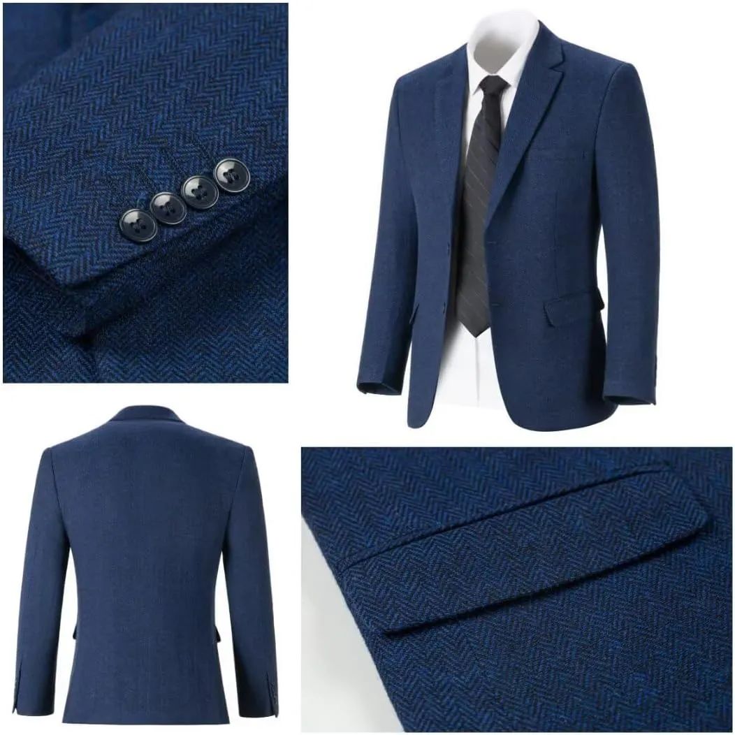 Kids Blazers for Boys Suit Blazer Tweed Herringbone Retro Tuxedo Boys' Fashion Homecoming