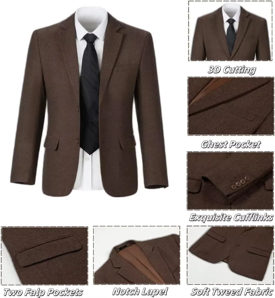 Kids Blazers for Boys Suit Blazer Tweed Herringbone Retro Tuxedo Boys' Fashion Homecoming