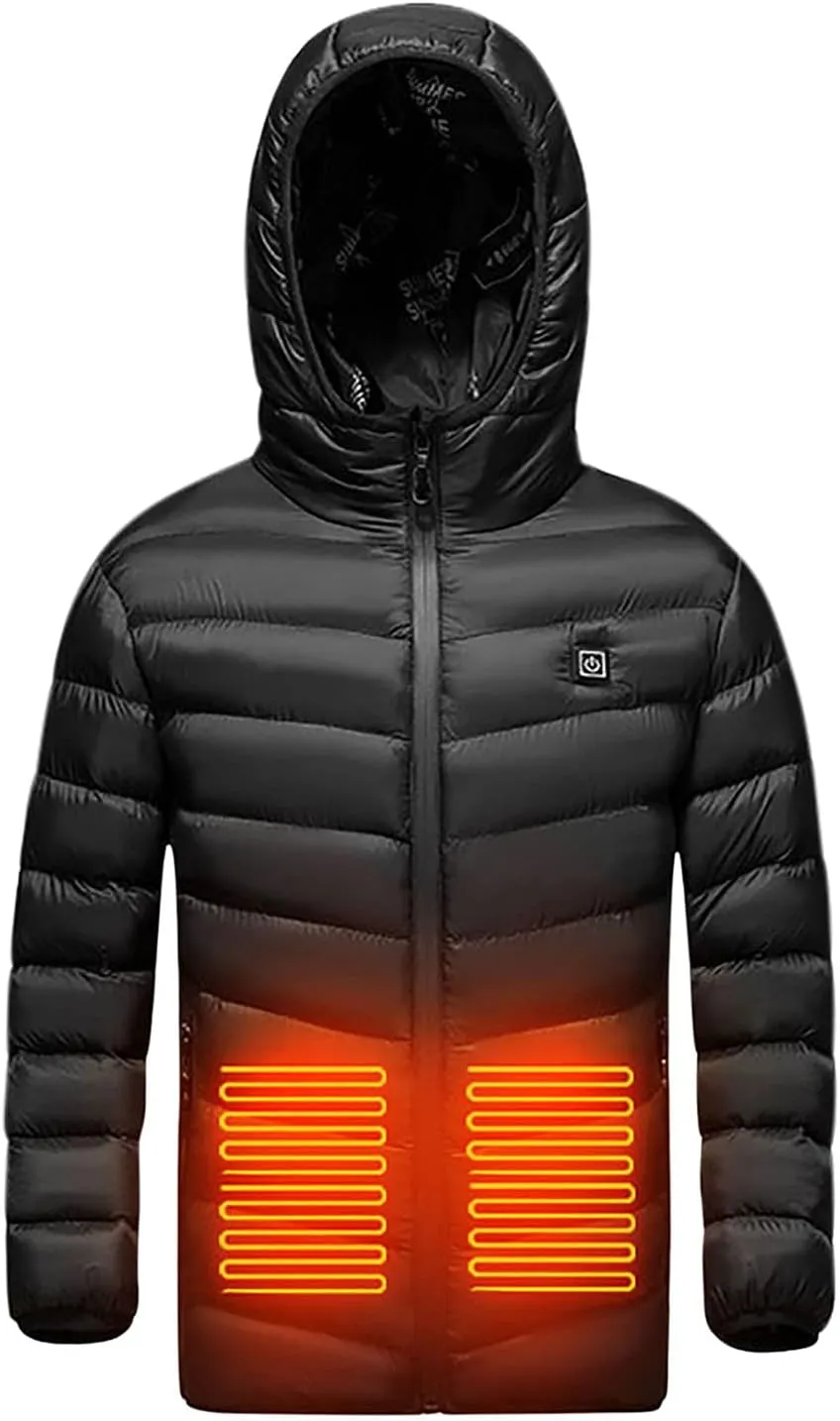Kids Heated Jacket with Hood, Boys Girls Winter Hooded Coats USB Charging Waterproof Windproof Vest
