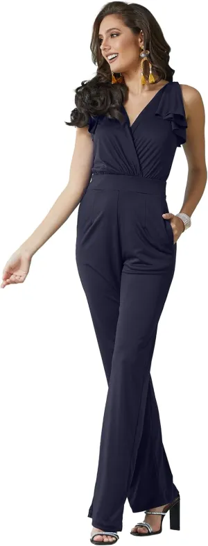 KOH KOH Womens Long Pant Suit Sleeveless V-Neck Classy Jumpsuit Romper Outfit