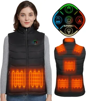 KOVNLO Womens Heated Vest, 5 in 1 Smart Controller, Lights-out Design, Electric Heated Jackets (Battery Pack Not Included)