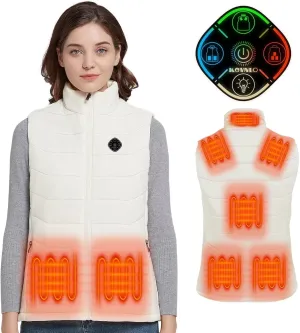 KOVNLO Womens Heated Vest, 5 in 1 Smart Controller, Lights-out Design, Electric Heated Jackets (Battery Pack Not Included)