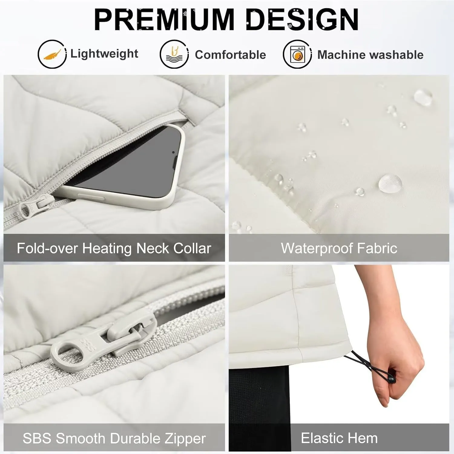 KOVNLO Womens Heated Vest, 5 in 1 Smart Controller, Lights-out Design, Electric Heated Jackets (Battery Pack Not Included)