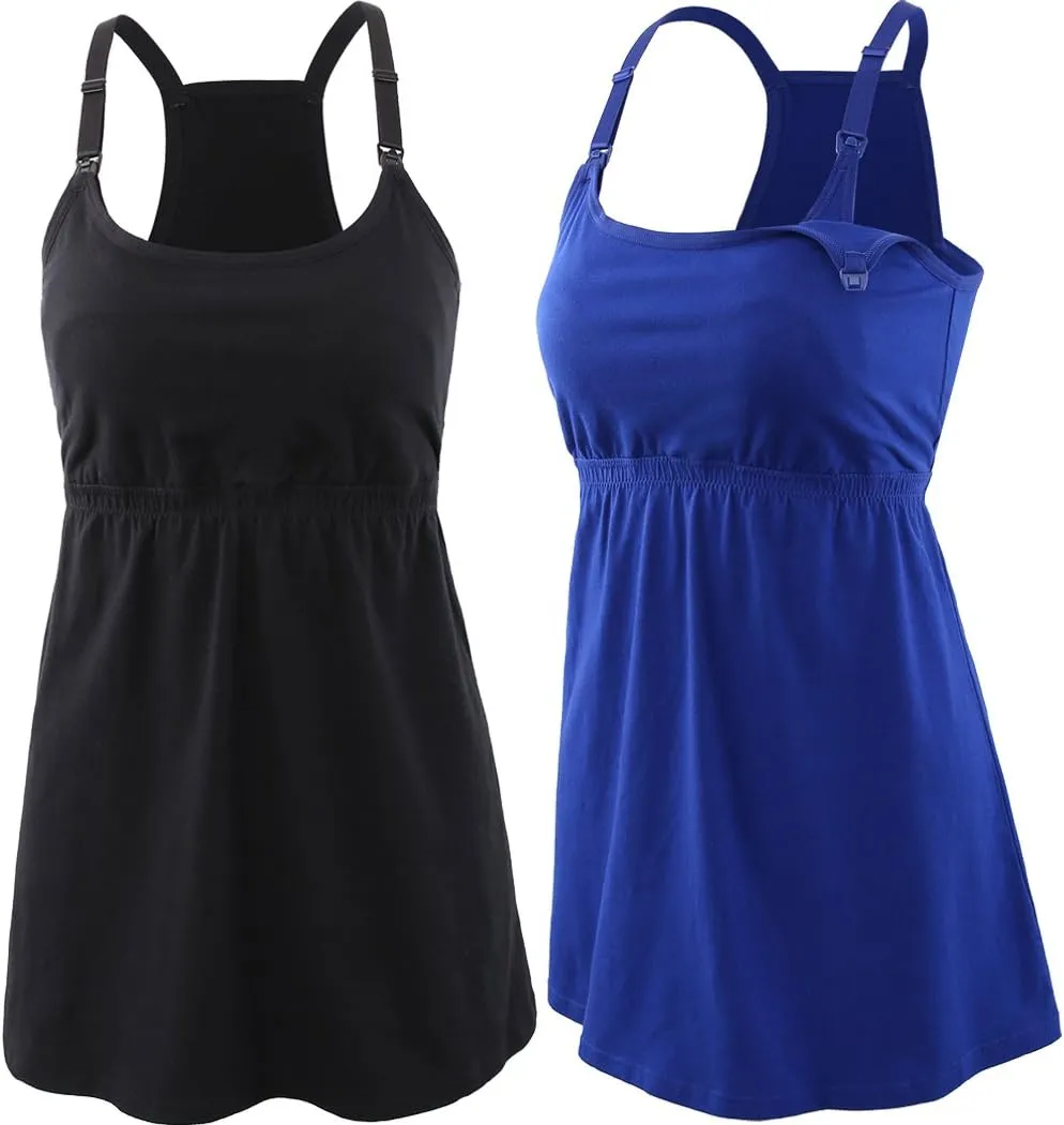 KUCI Maternity Nursing Tank Top, Women Maternity Cami Nursing Sleep Bra Breastfeeding Tops for Pregnancy