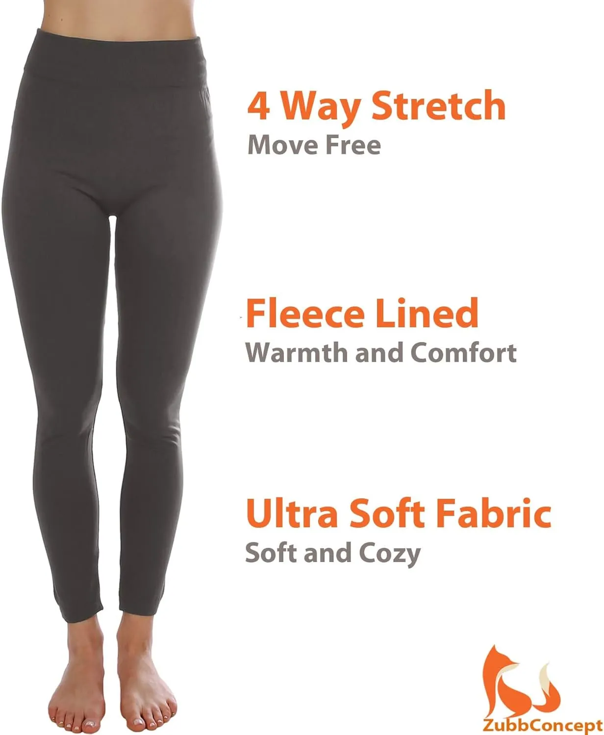 Kuda Moda 10 Pack Women's Winter Fleece Lined Brushed Warm Full Length Thermal Leggings - One Size fits 0-12 (S, M, L)