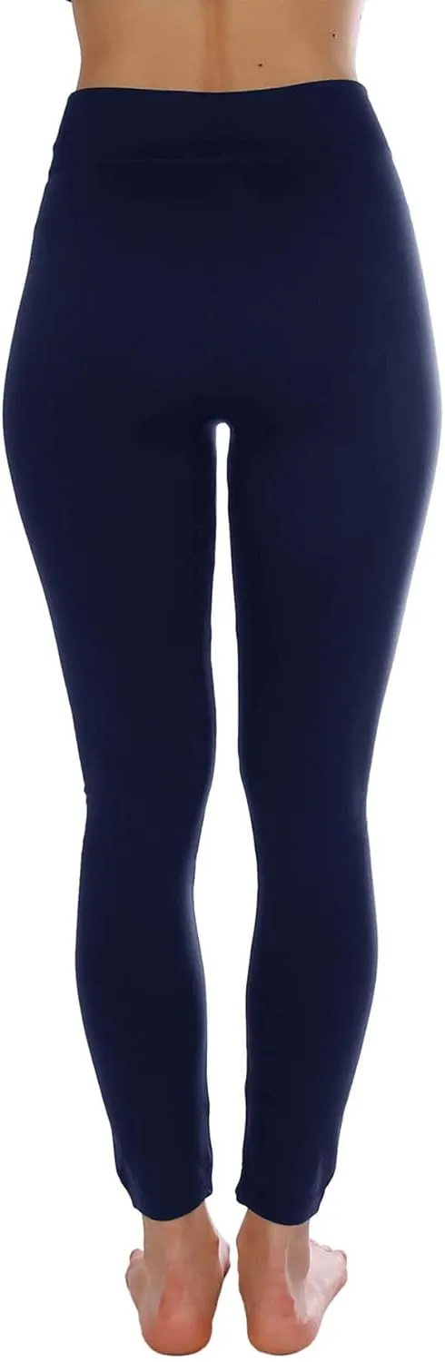 Kuda Moda 10 Pack Women's Winter Fleece Lined Brushed Warm Full Length Thermal Leggings - One Size fits 0-12 (S, M, L)