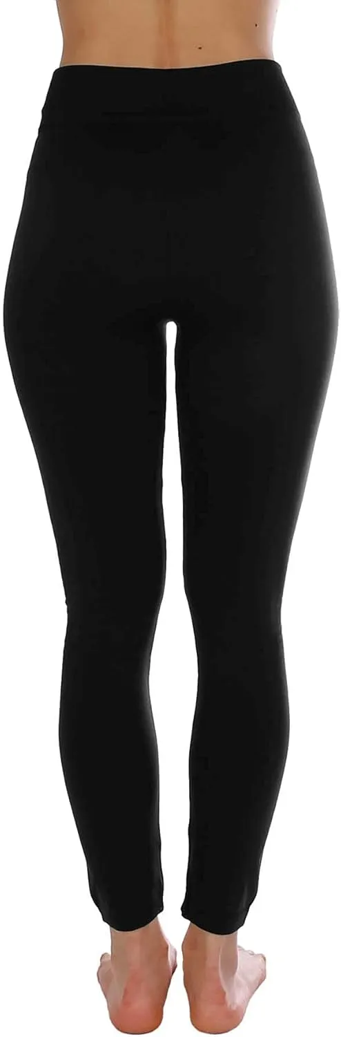 Kuda Moda 10 Pack Women's Winter Fleece Lined Brushed Warm Full Length Thermal Leggings - One Size fits 0-12 (S, M, L)