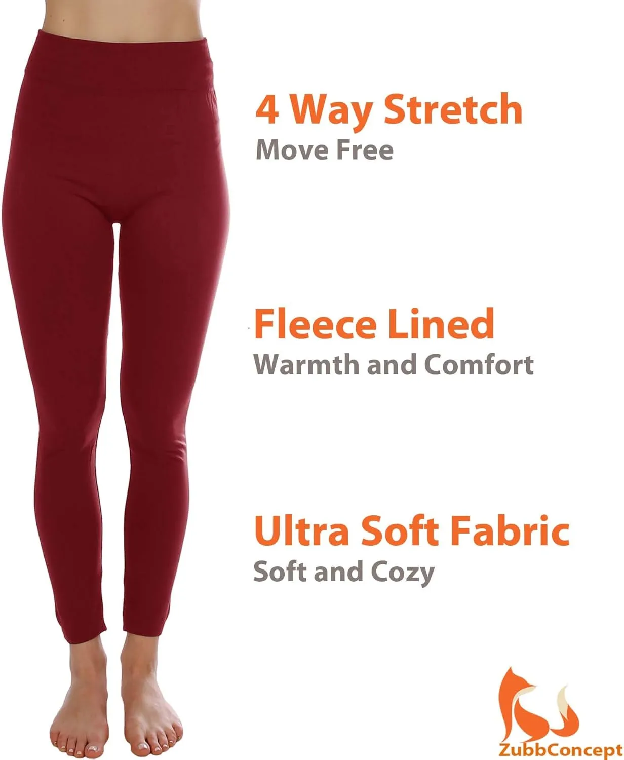 Kuda Moda 10 Pack Women's Winter Fleece Lined Brushed Warm Full Length Thermal Leggings - One Size fits 0-12 (S, M, L)