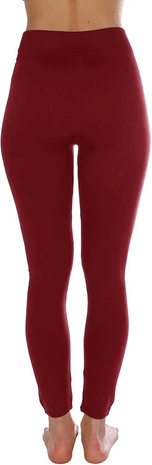 Kuda Moda 10 Pack Women's Winter Fleece Lined Brushed Warm Full Length Thermal Leggings - One Size fits 0-12 (S, M, L)