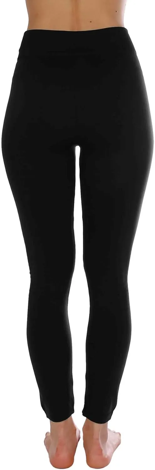 Kuda Moda 10 Pack Women's Winter Fleece Lined Brushed Warm Full Length Thermal Leggings - One Size fits 0-12 (S, M, L)