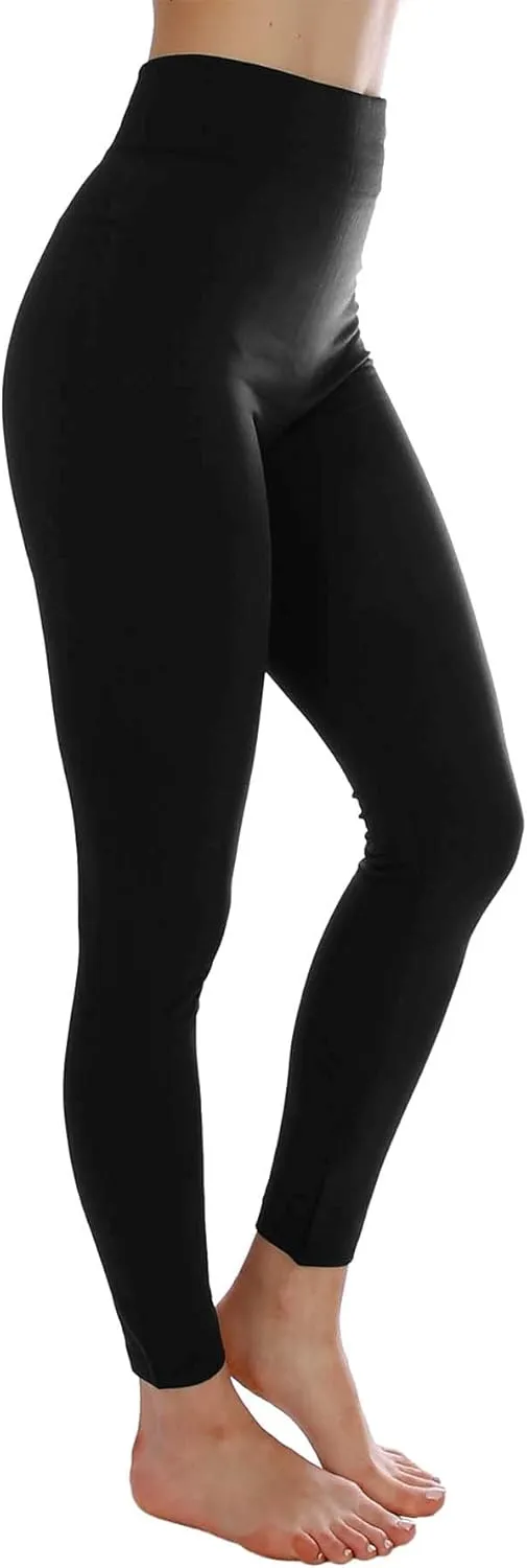 Kuda Moda 10 Pack Women's Winter Fleece Lined Brushed Warm Full Length Thermal Leggings - One Size fits 0-12 (S, M, L)