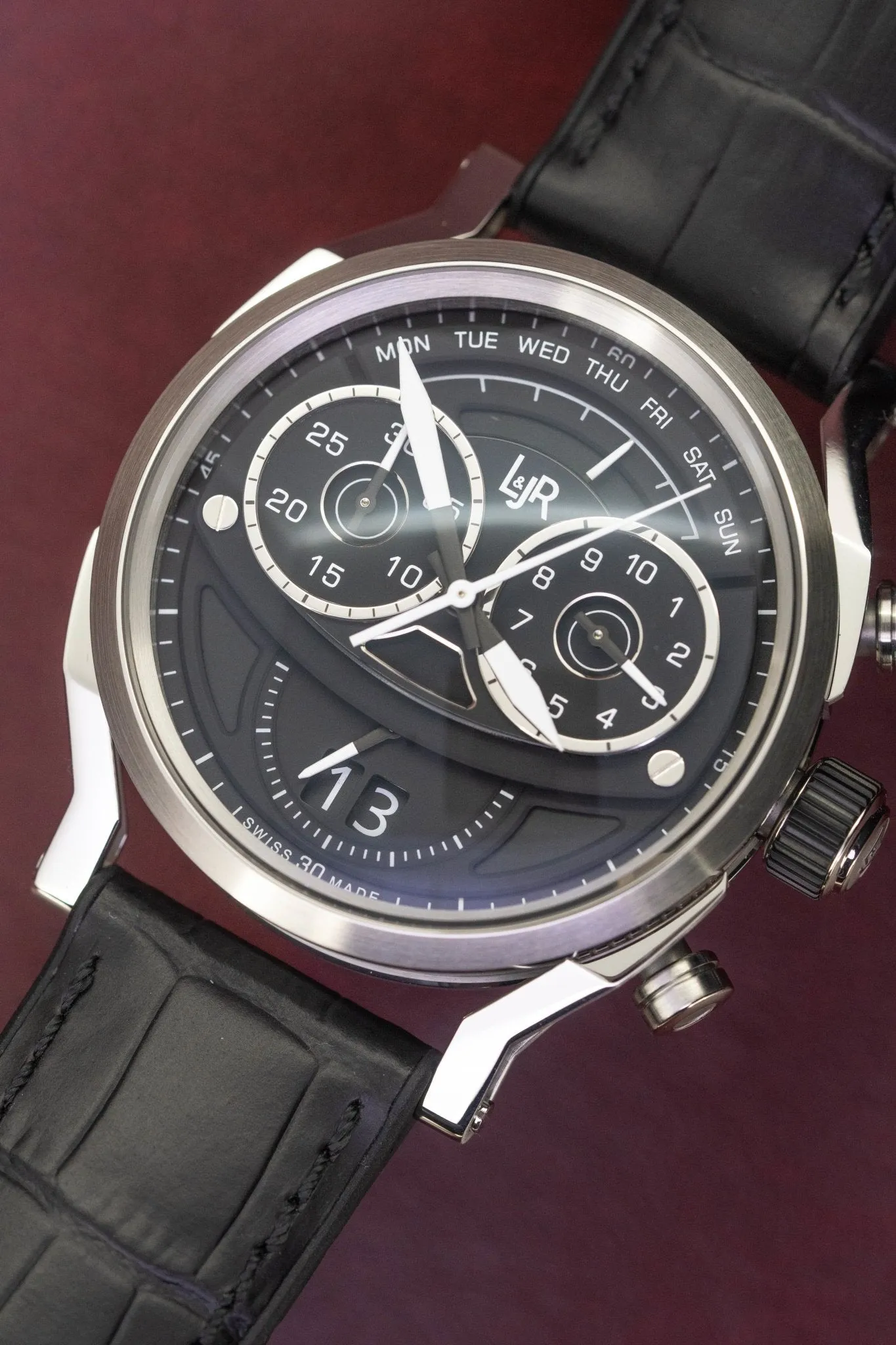 L&Jr Men's Watch Chronograph Day and Date Black S1502