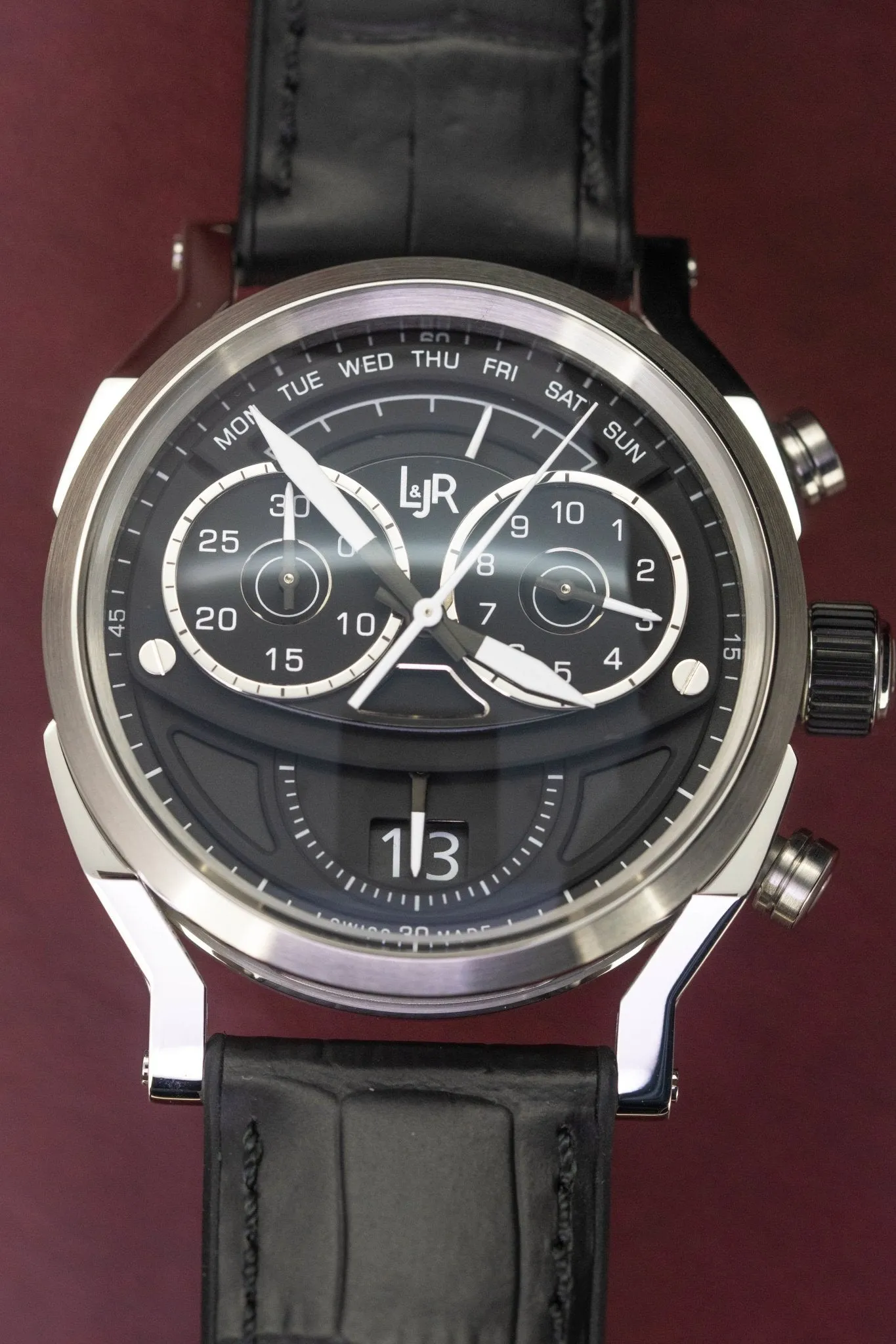 L&Jr Men's Watch Chronograph Day and Date Black S1502