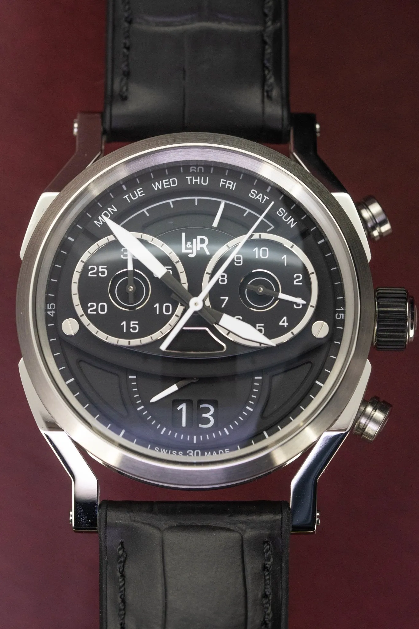 L&Jr Men's Watch Chronograph Day and Date Black S1502