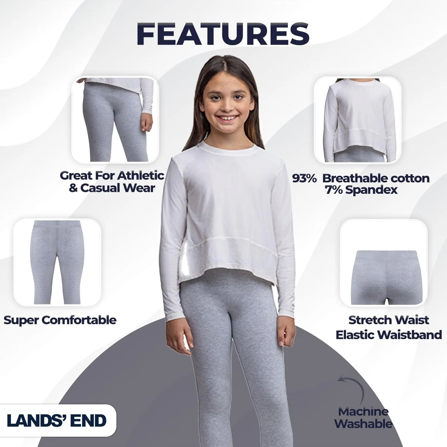 Lands' End Girls Tough Cotton Novelty Leggings