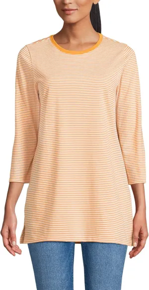 Lands' End Women's 3/4 Sleeve Supima Cotton Crewneck Tunic