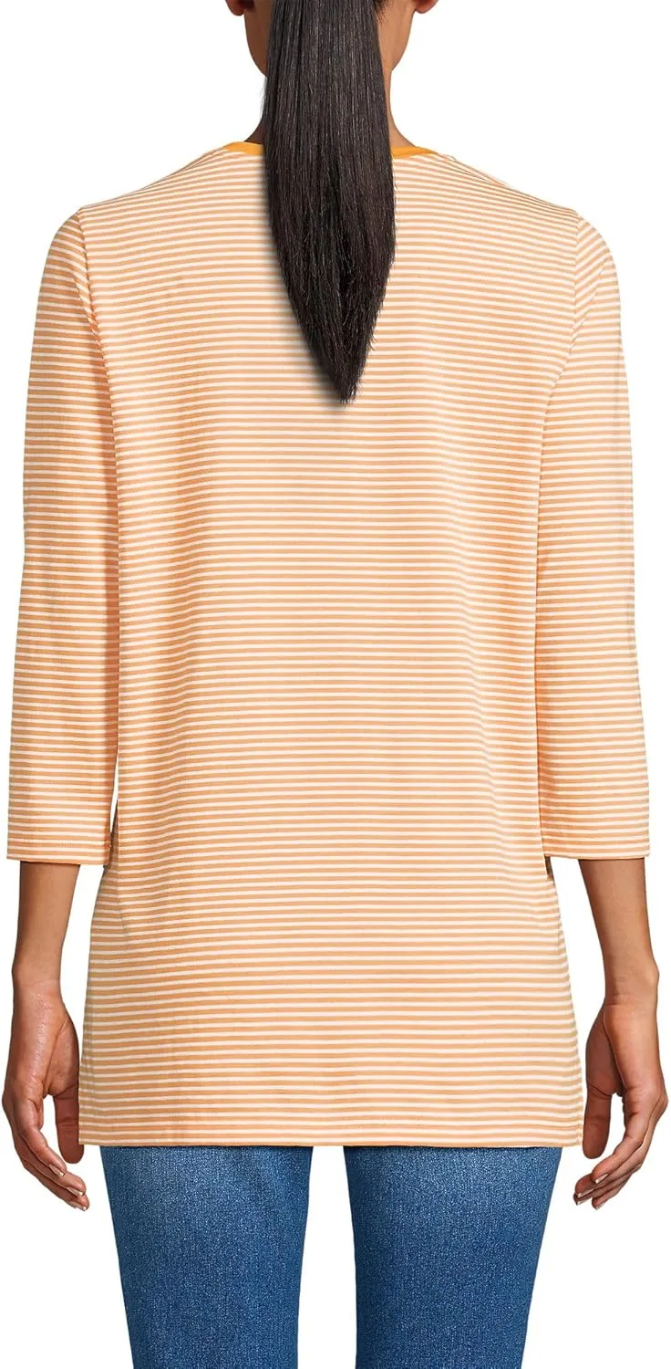 Lands' End Women's 3/4 Sleeve Supima Cotton Crewneck Tunic