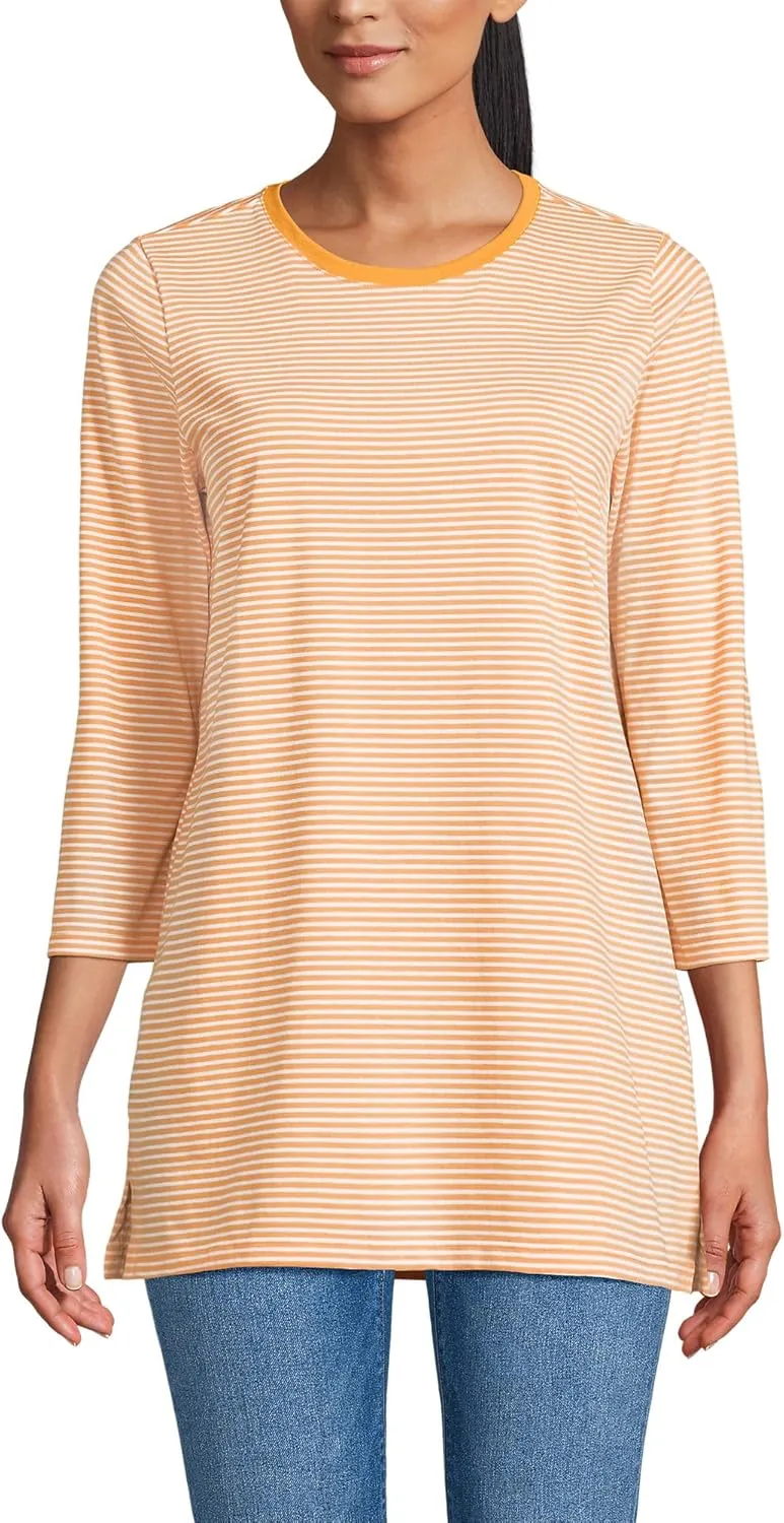 Lands' End Women's 3/4 Sleeve Supima Cotton Crewneck Tunic
