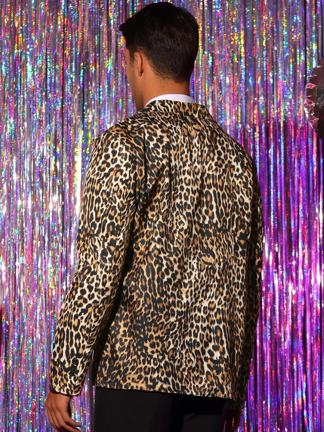 Lars Amadeus Animal Printed Blazer for Men's Vintage Slim Fit One Button Party Sports Coats