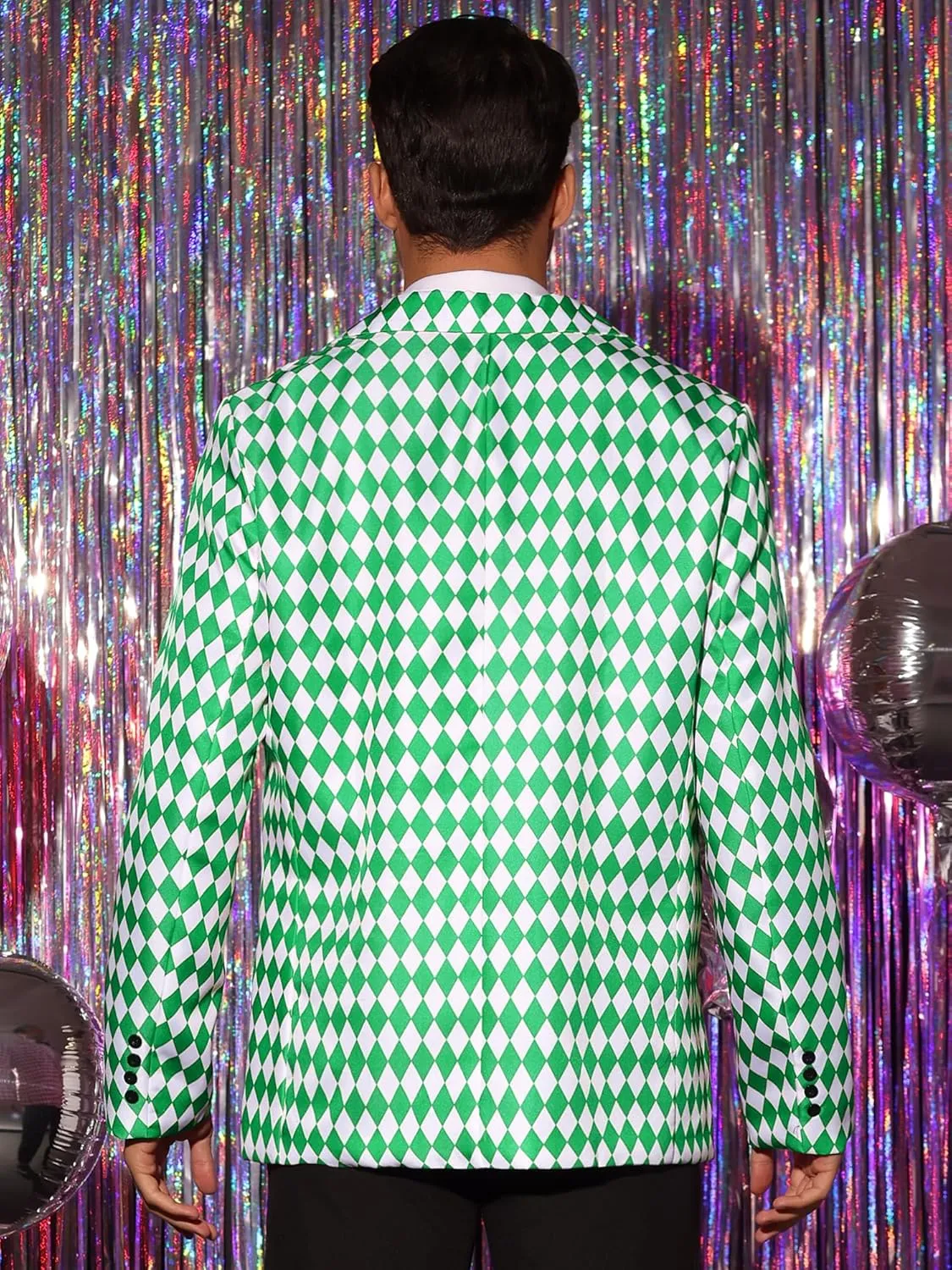 Lars Amadeus Argyle Blazer for Men's Slim Fit Checked Formal Business Plaid Sports Coat