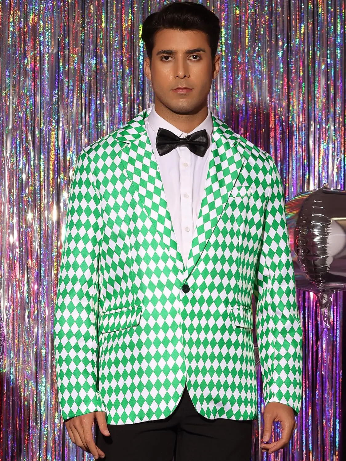 Lars Amadeus Argyle Blazer for Men's Slim Fit Checked Formal Business Plaid Sports Coat