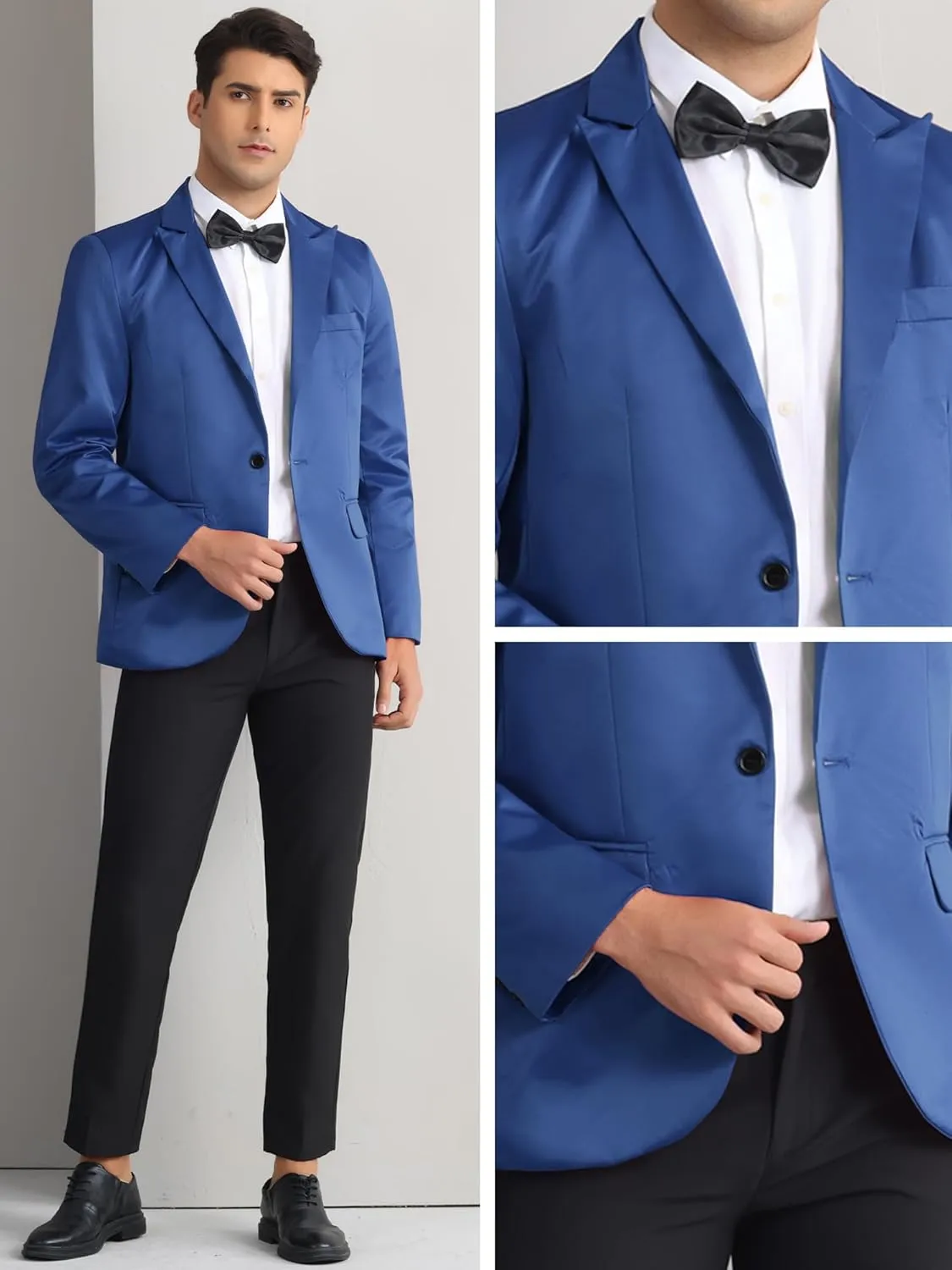 Lars Amadeus Formal Blazer for Men's One Button Peak Lapel Wedding Prom Sports Coat