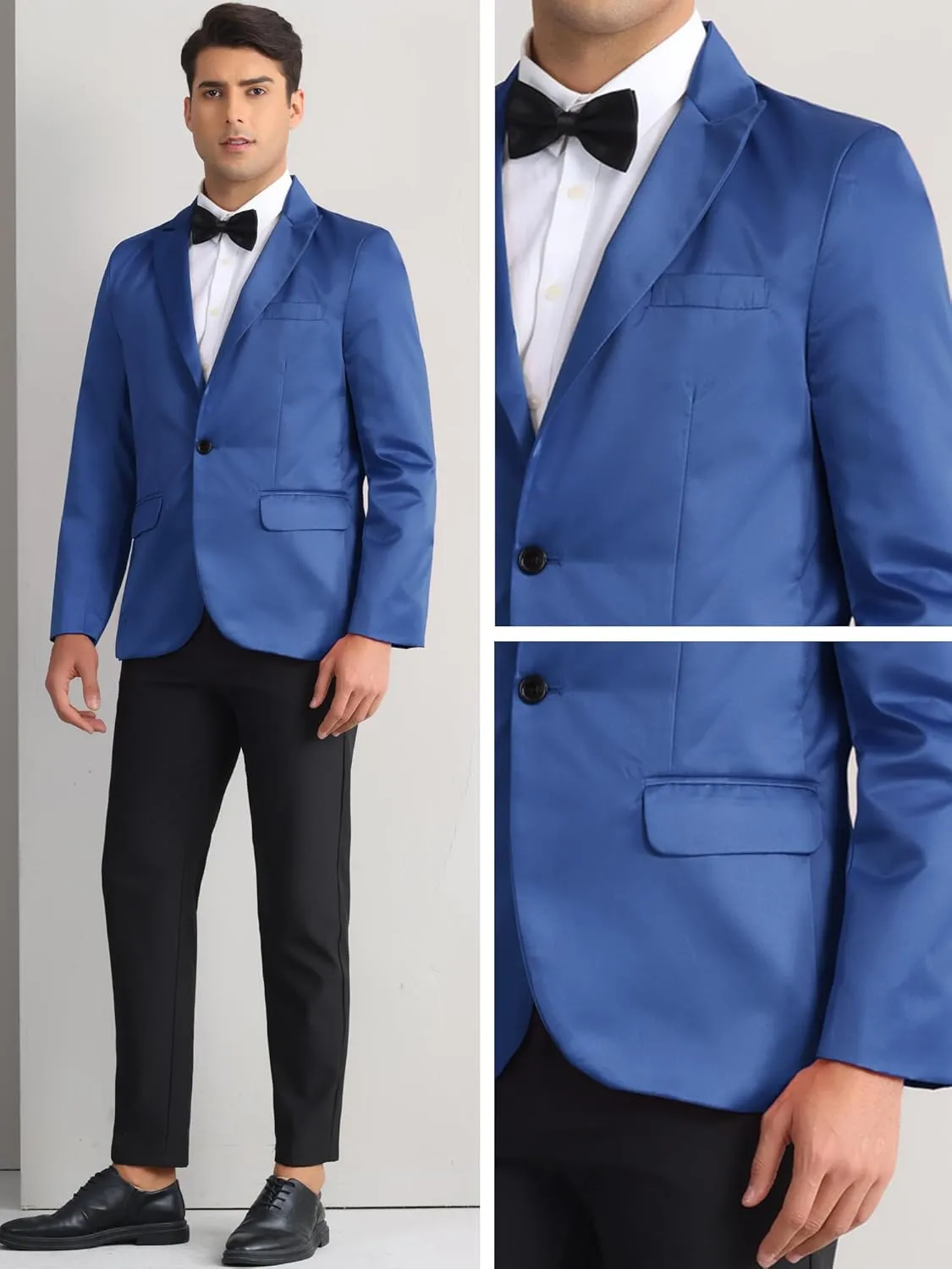 Lars Amadeus Formal Blazer for Men's One Button Peak Lapel Wedding Prom Sports Coat