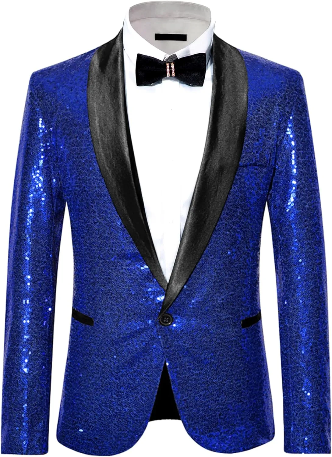 Lars Amadeus Men's Sequin Sport Coats Shawl Lapel One Button Tuxedo Wedding Shiny Blazer