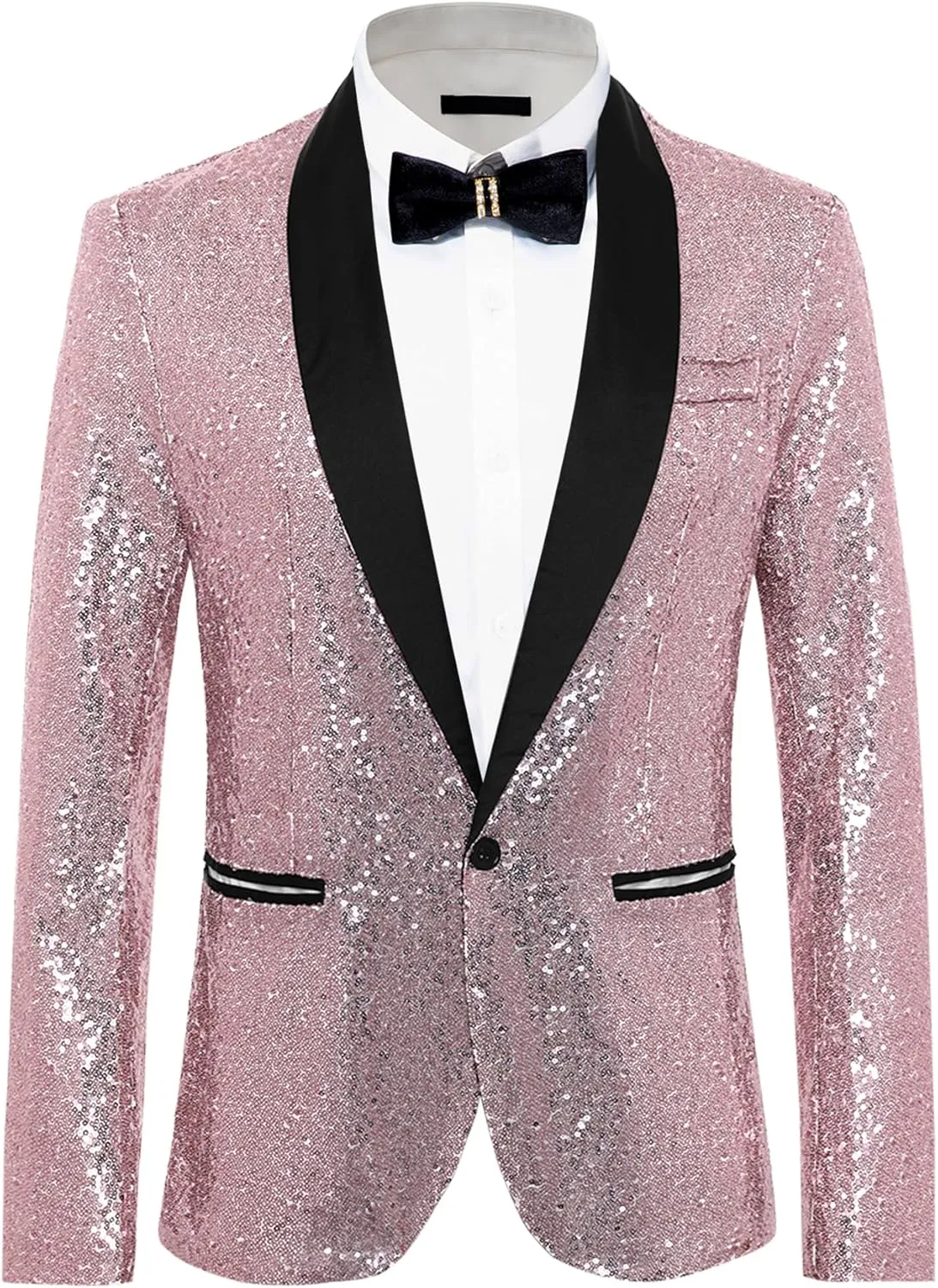 Lars Amadeus Men's Sequin Sport Coats Shawl Lapel One Button Tuxedo Wedding Shiny Blazer