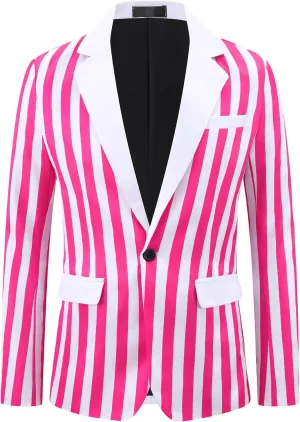 Lars Amadeus Striped Blazer for Men's Color Block Suit Jacket Business Stripes Sports Coats