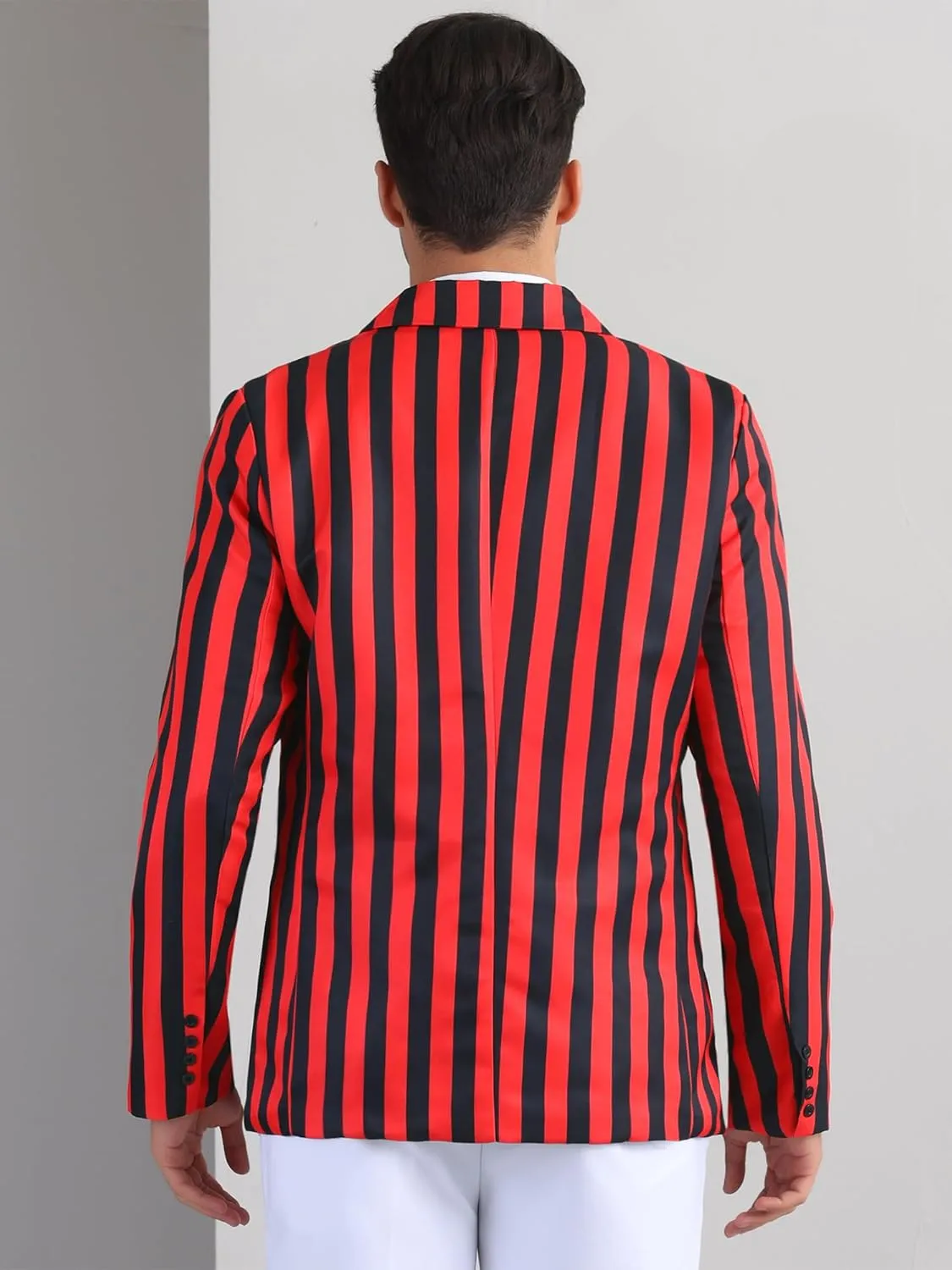 Lars Amadeus Striped Blazers for Men's Peak Lapel Sports Coat Double Breasted Business Stripes Suit Jacket