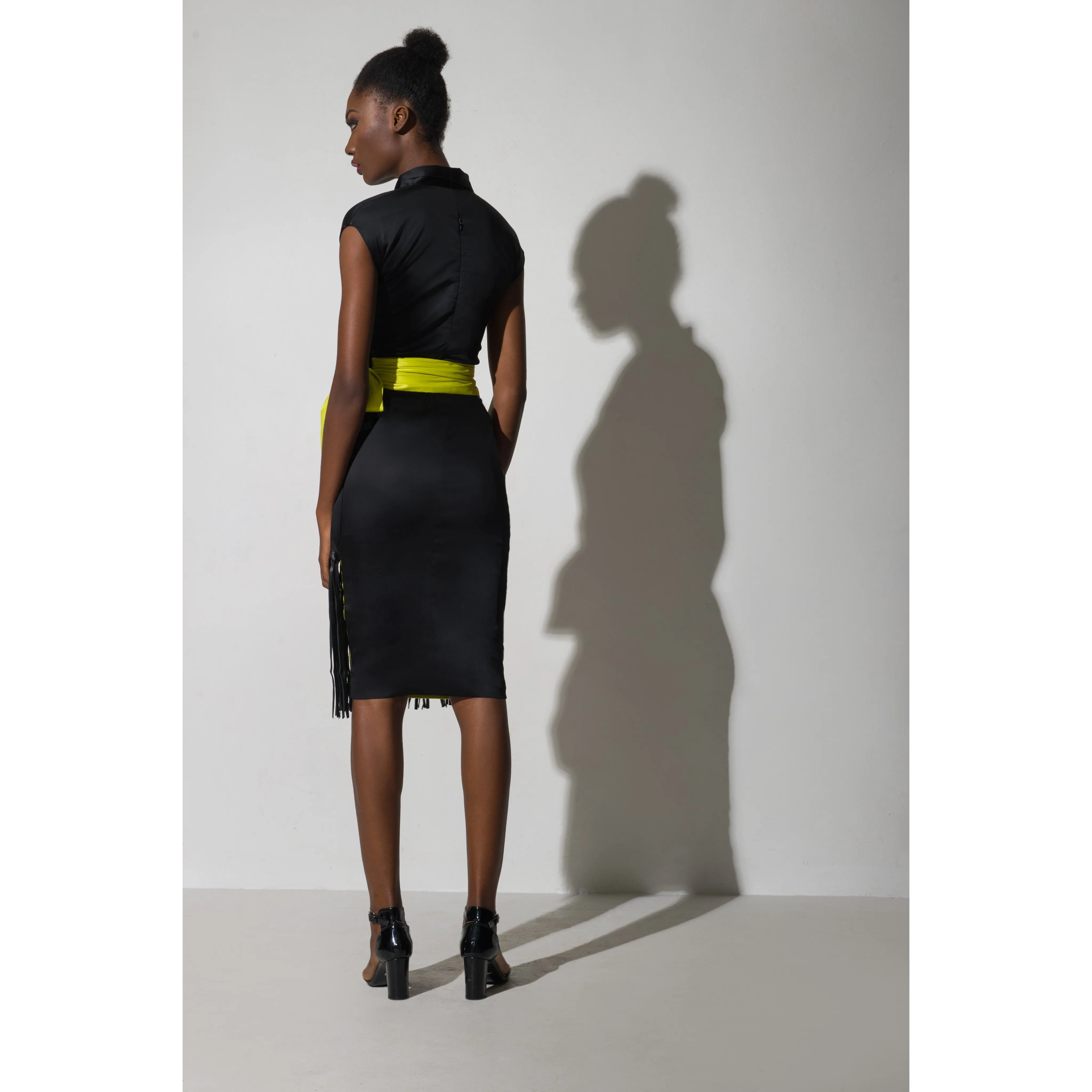 Larson Leather Tassled Wrap Dress
