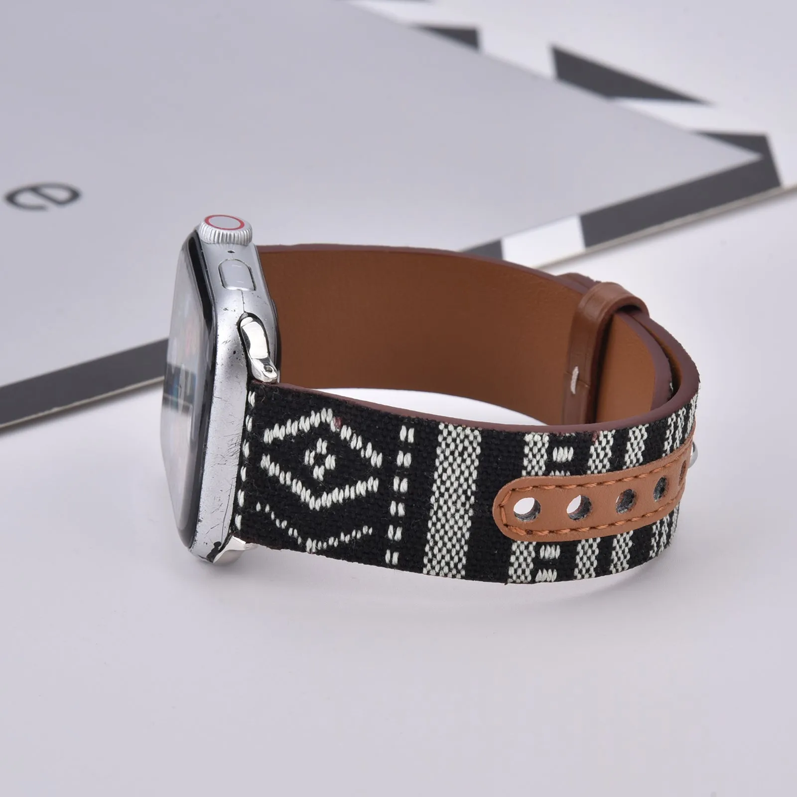Leather & Canvas Ethnic Style Band for Apple Watch