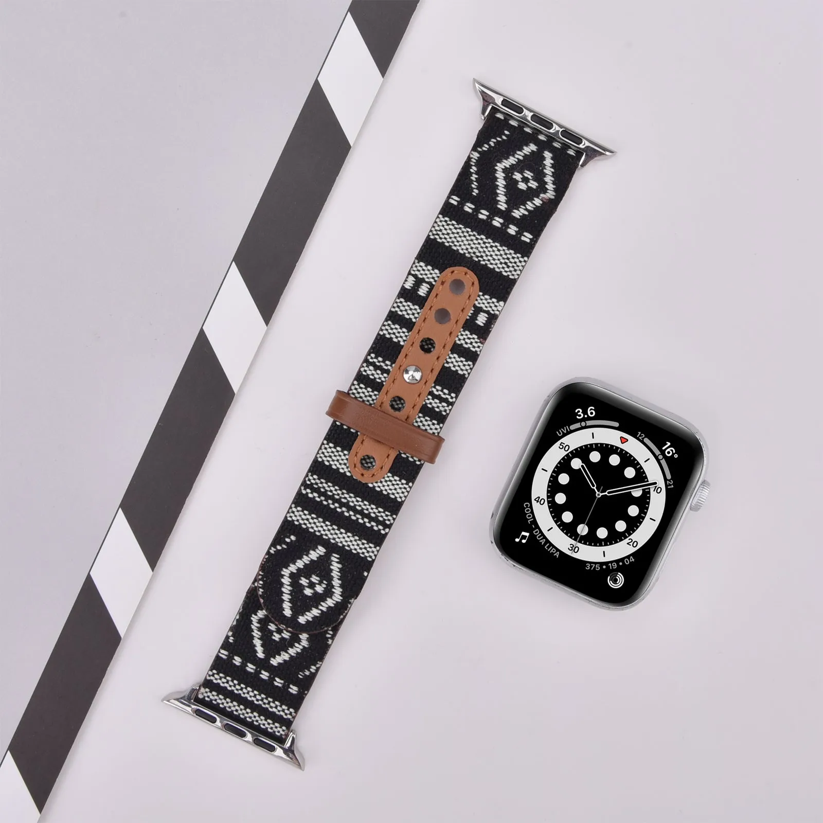 Leather & Canvas Ethnic Style Band for Apple Watch