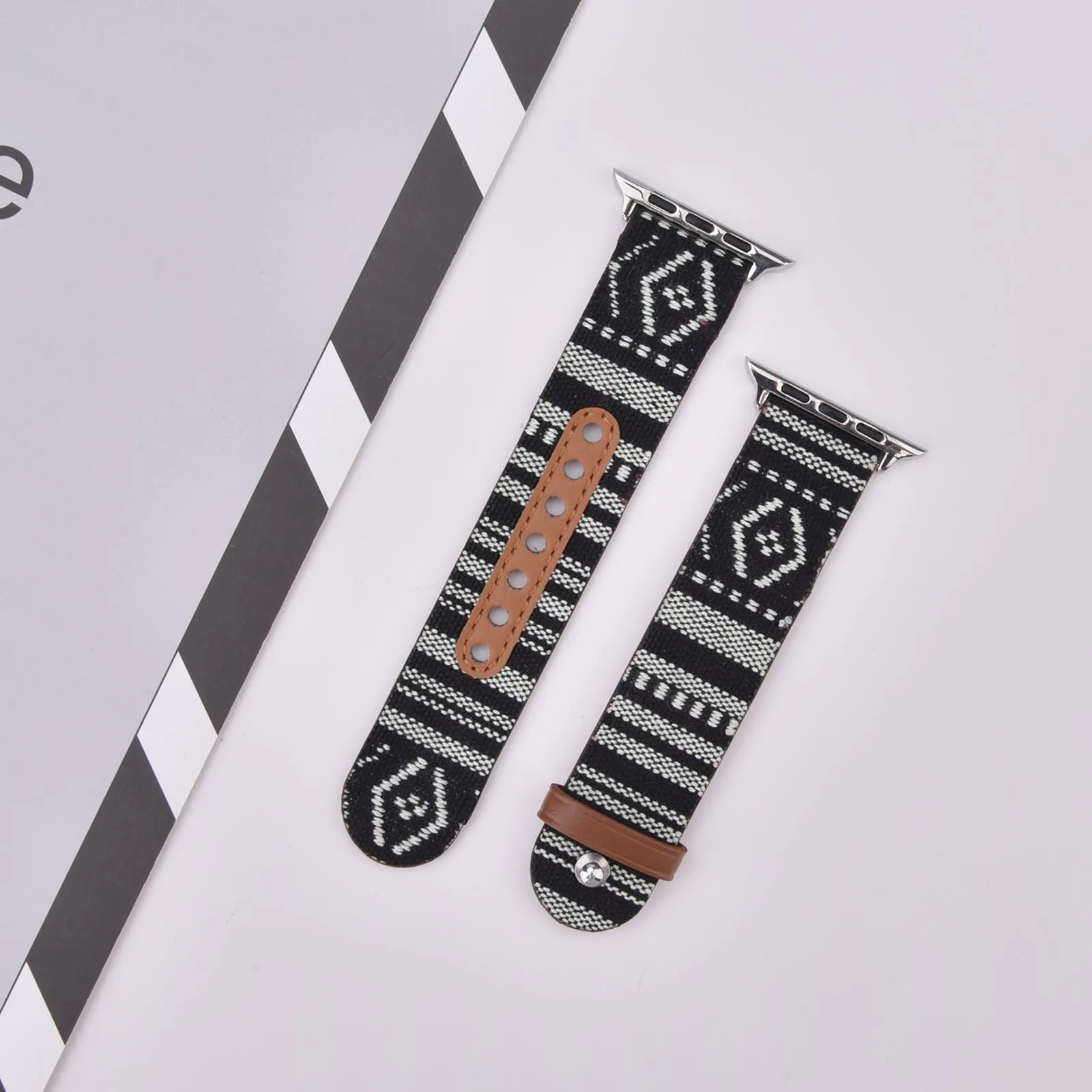 Leather & Canvas Ethnic Style Band for Apple Watch