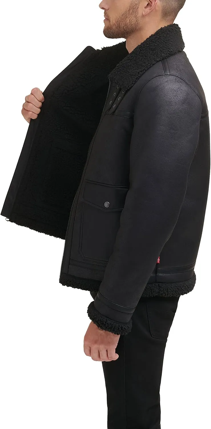 Levi's Men's Faux Shearling Rancher Aviator Jacket