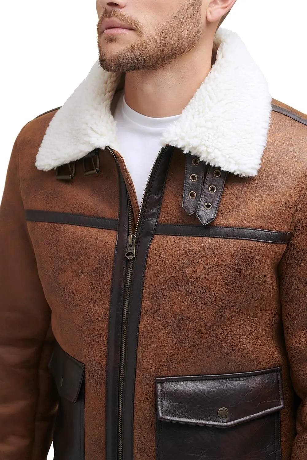 Levi's Men's Faux Shearling Rancher Aviator Jacket