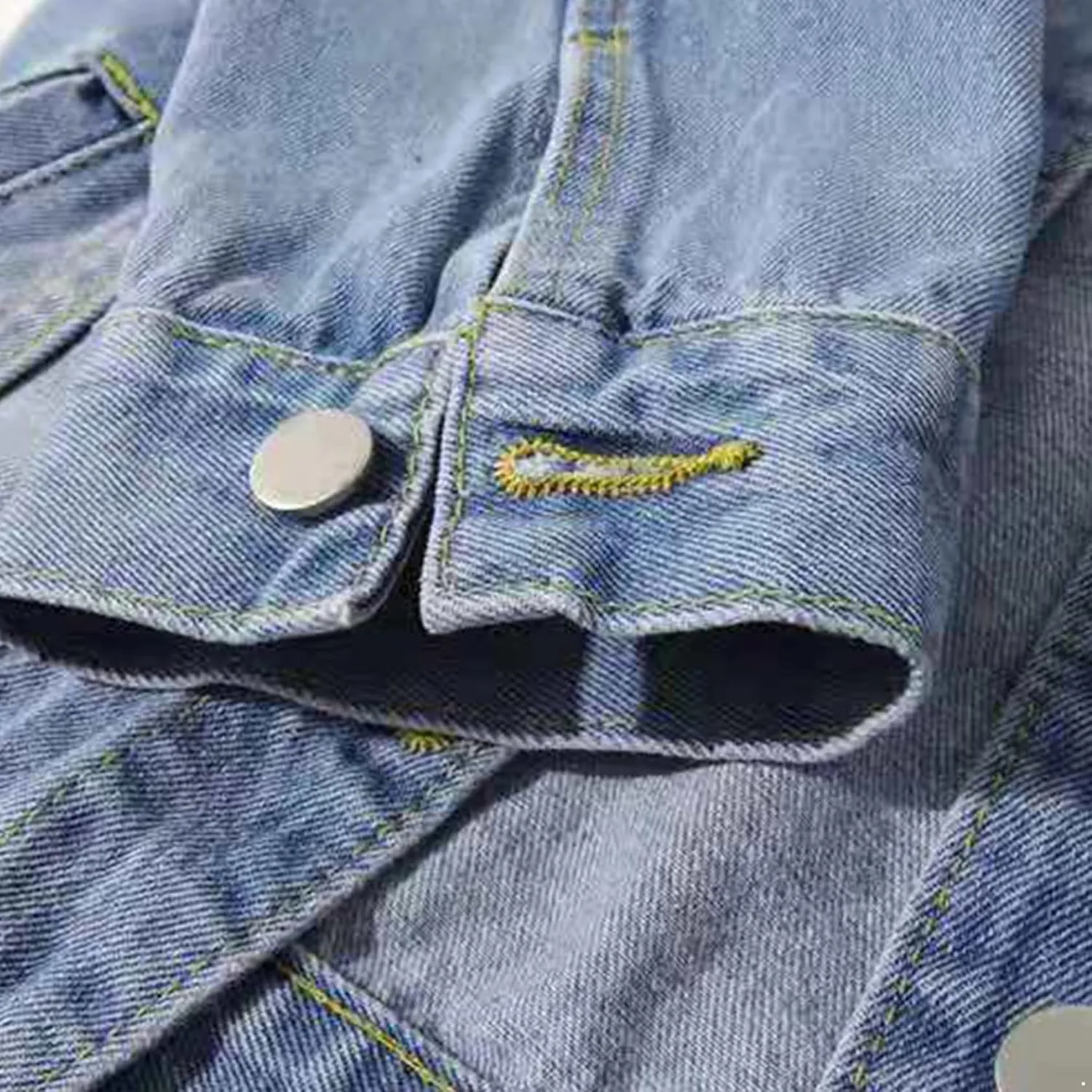 Linjinx Women's Turn-down Collar 3/4 Sleeve Denim Jacket Casual Jean Jacket Trucker Coats Tops