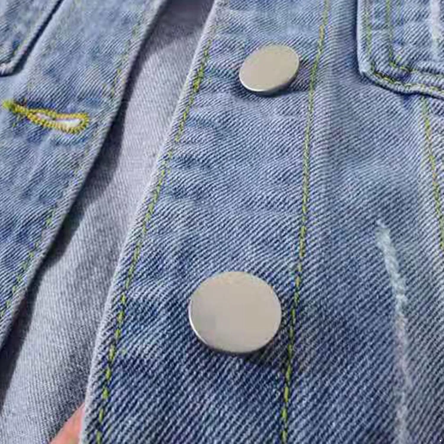 Linjinx Women's Turn-down Collar 3/4 Sleeve Denim Jacket Casual Jean Jacket Trucker Coats Tops
