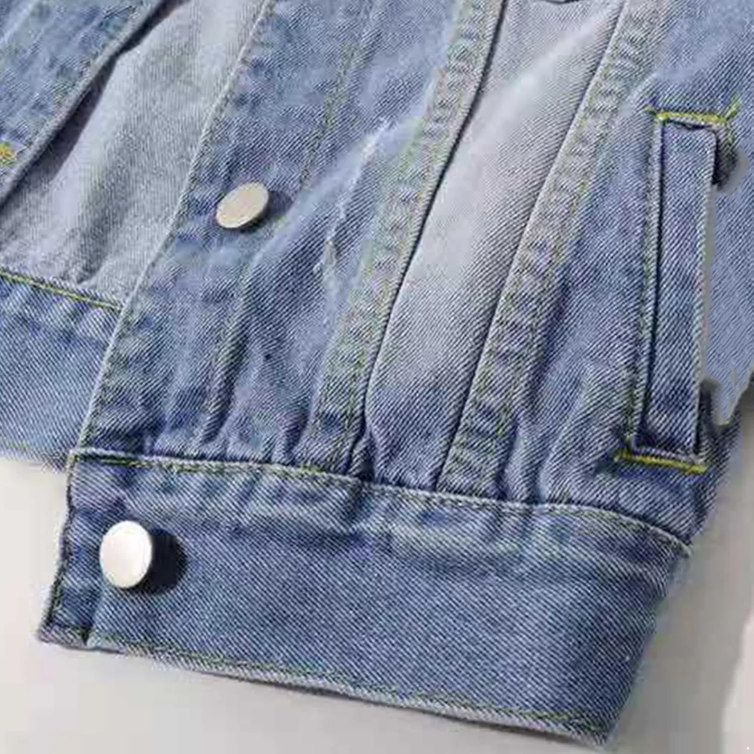 Linjinx Women's Turn-down Collar 3/4 Sleeve Denim Jacket Casual Jean Jacket Trucker Coats Tops