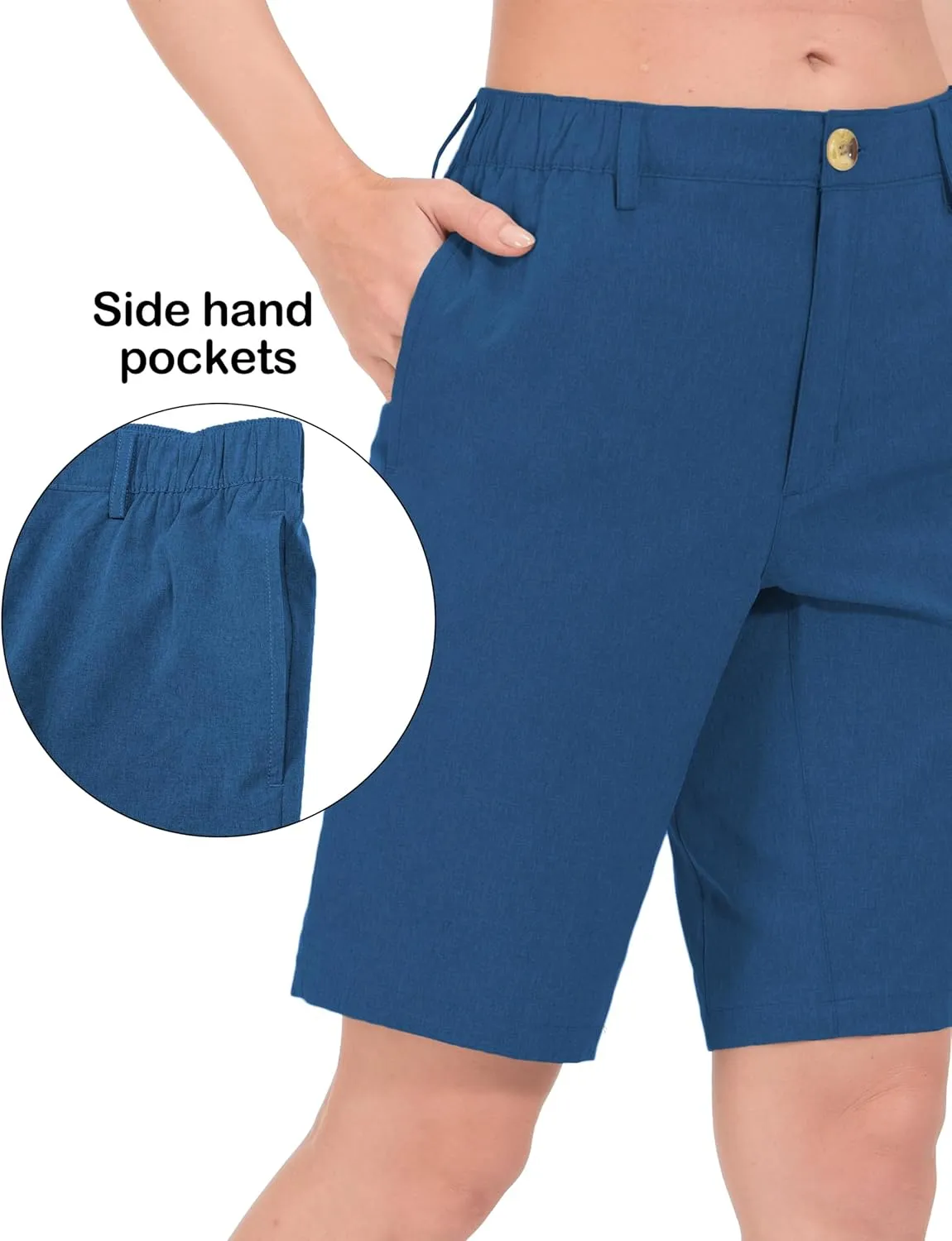 Little Donkey Andy Women's Bermuda Quick Dry Lightweight Stretch Shorts Golf Hiking Travel
