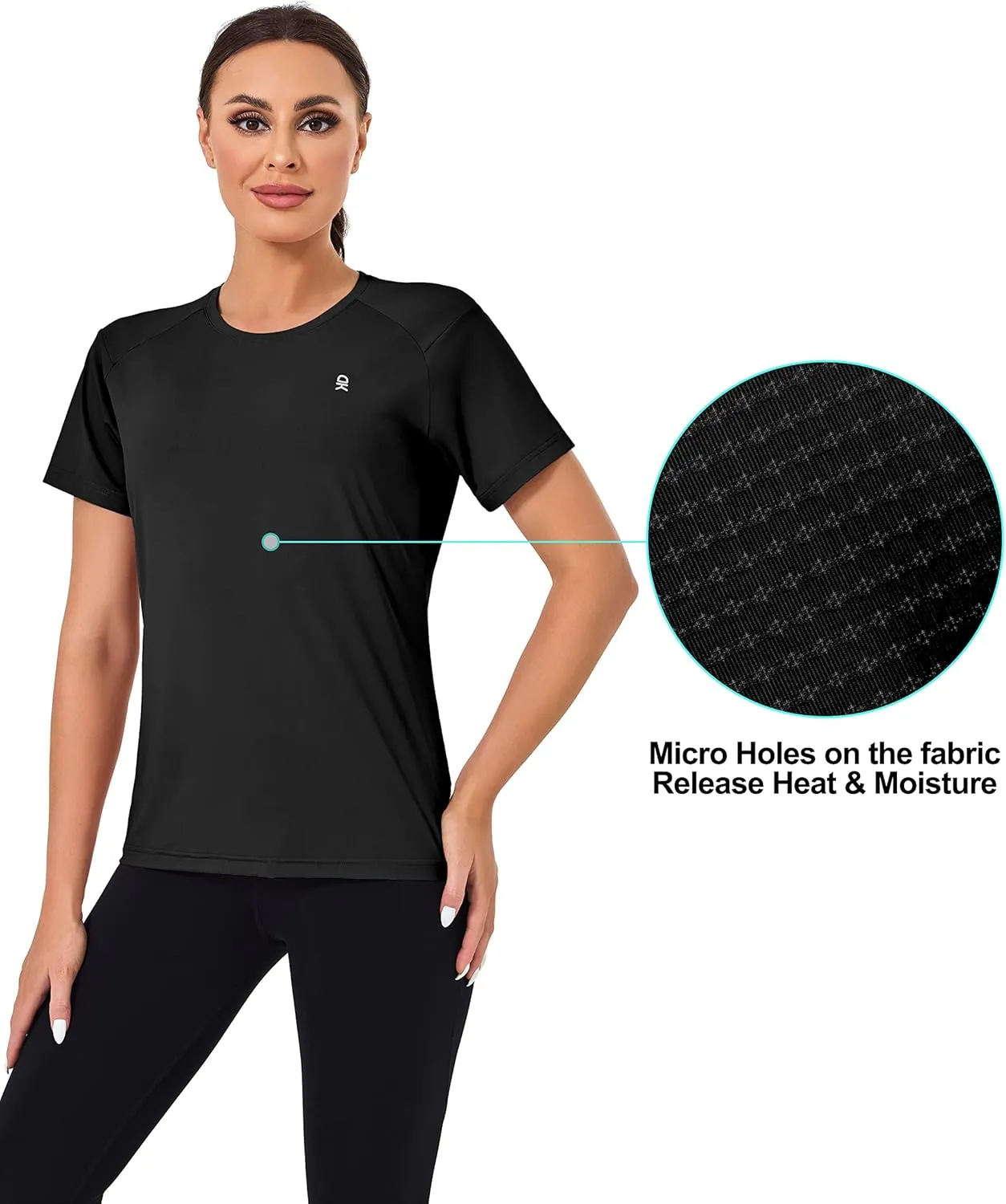 Little Donkey Andy Women's Short Sleeve Quick Dry T-Shirt, Crew Neck Athletic Shirts for Golf Running, Breathable UPF 50