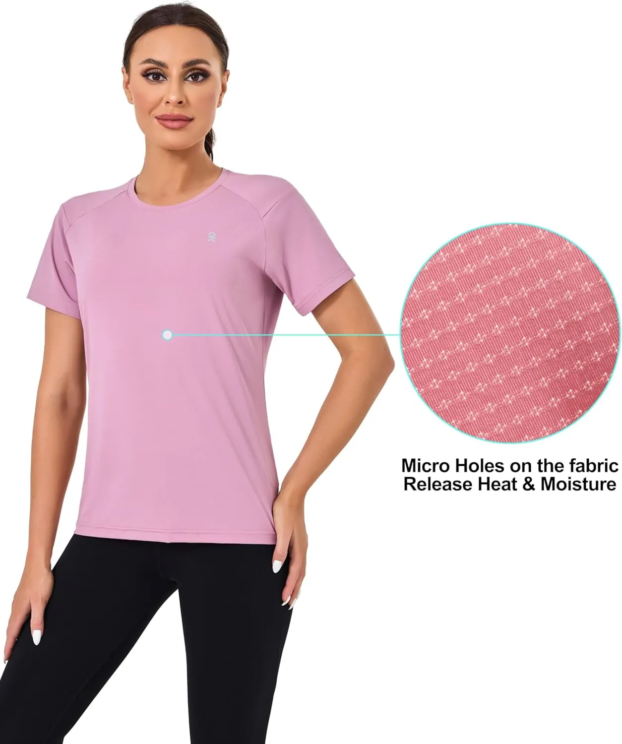 Little Donkey Andy Women's Short Sleeve Quick Dry T-Shirt, Crew Neck Athletic Shirts for Golf Running, Breathable UPF 50