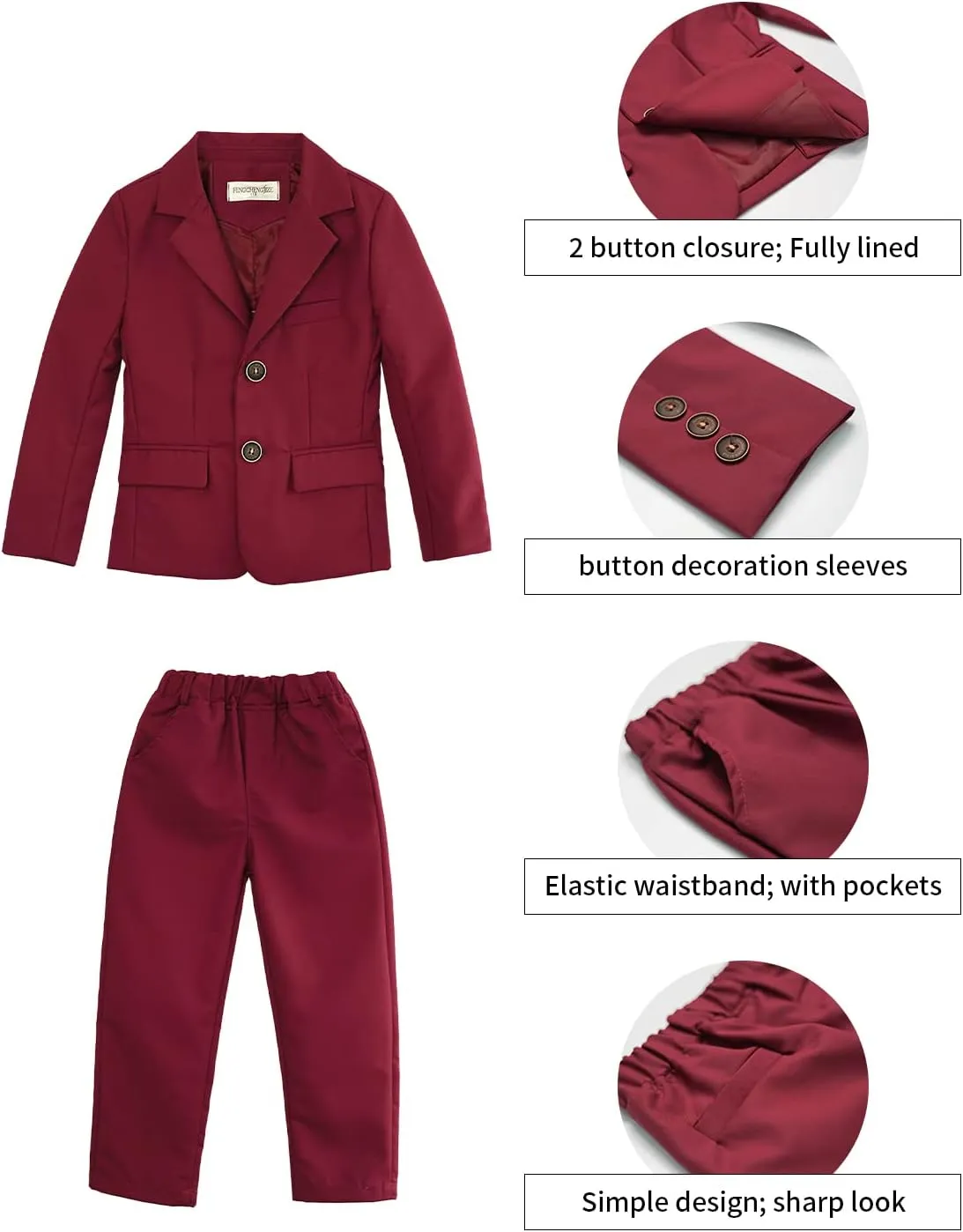 LOLANTA Boys Suit 2PCs Tuxedo Jacket Formal Wedding Ring Bearer Outfit, Birthday Proms Dinner Blazers