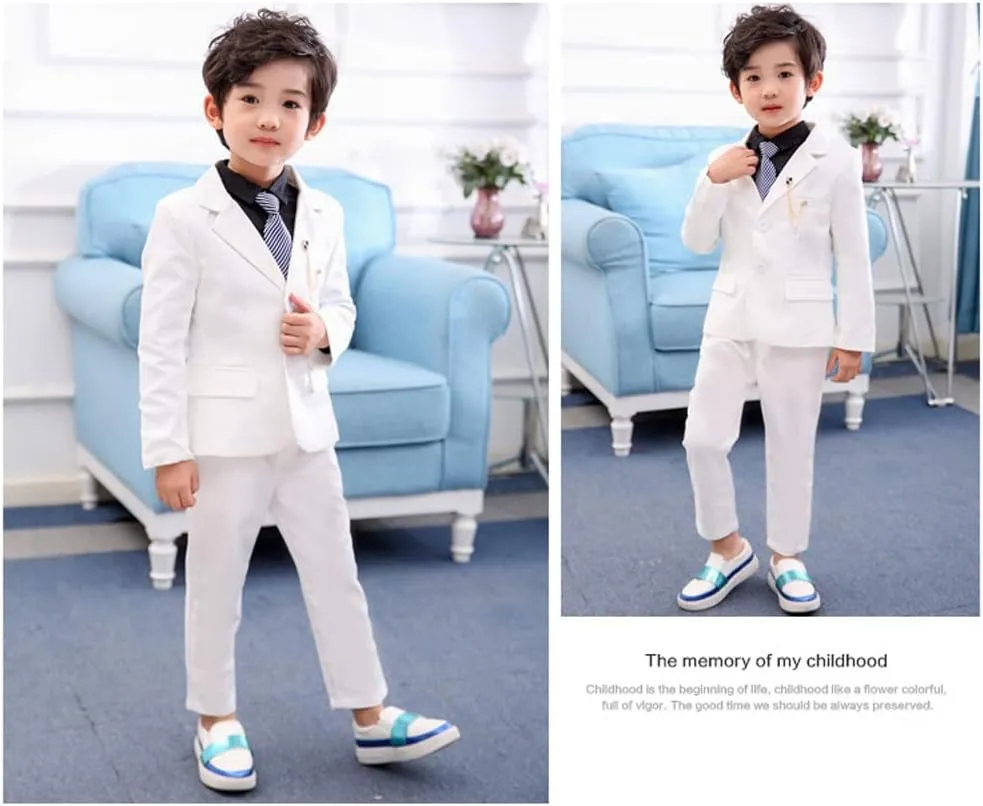 LOLANTA Boys Suit 2PCs Tuxedo Jacket Formal Wedding Ring Bearer Outfit, Birthday Proms Dinner Blazers