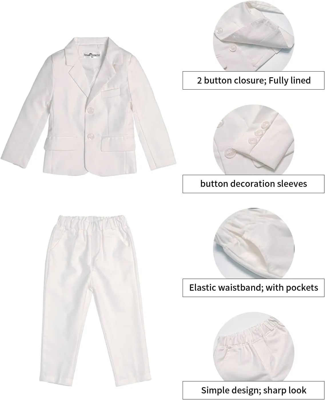 LOLANTA Boys Suit 2PCs Tuxedo Jacket Formal Wedding Ring Bearer Outfit, Birthday Proms Dinner Blazers
