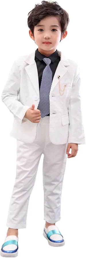 LOLANTA Boys Suit 2PCs Tuxedo Jacket Formal Wedding Ring Bearer Outfit, Birthday Proms Dinner Blazers
